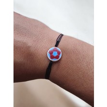 Sokak Kedisi Tasarım Ikili Best Friends Sedef Taraftar Bilekliği (Bordo-Mavi)