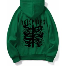 Amor Man Büyük Beden Özel Tasarım Kapüşonlu Telepathy Omurga Baskılı Modern Battal Erkek Sweatshırt