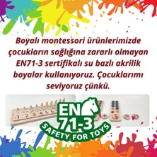 Lotus Dekor Boyalı Montessori Doğal Ahşap Eğitici Oyuncak Blok Puzzle