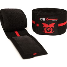 Dex Supports Fitness Sporcu Bilekliği Wrist Wraps Elite + Ağırlık Kaldırma Kayışı Lifting Straps Turuncu + Antrenman Dizliği Knee Wraps Elite 3'lü Paket