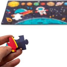 Hopiers Montessori Outher Space Ahşap 40 Parça Puzzle / 1+ Yaş / Eğitici, Öğretici ve Güvenli Çocuk Oyuncağı