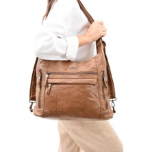 Baginn Y.s.deri Deri Kadın Omuz Postacı Çantası Sırt Çantası Fonksiyonel Kullanım 23*30 cm Vegan Suni Deri