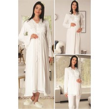 Mecit Pijama Carpediem L.r. 1519 Ekru 4 Parça Lohusa Set