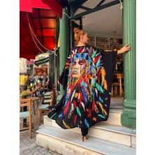 ÖZEL TASARIM ASTEK BASKILI BOHO KİMONO - KAFTAN