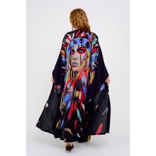 ÖZEL TASARIM ASTEK BASKILI BOHO KİMONO - KAFTAN