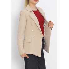 Stil Mark Gold Düğmeli Blazer Ceket Bej - 912.1247.