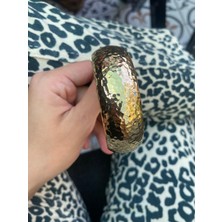 Niceboutique Gold Dokulu Kalın Oval Kelepçe