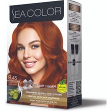 Sea Color Mükemmel Beyaz Kapama (1 Pk X 2 Tüp Saç Boyası Ve Oksidan) 8.45 Tarçın Bakır