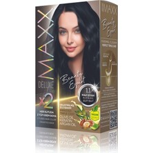 Maxx Deluxe Beauty Serıes Keratinli Kalıcı Saç Boyası (2x50ml) 34 Harika Renk Mavi Siyah 1.1