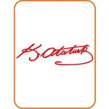 Mcem Store Atatürk Imza Oto Sticker Kırmızı 20*7 cm
