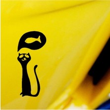Mcem Store Kedi Tasarım Su Geçirmez Çıkarılabilir Oto Sticker 2 Parça 6*14 cm