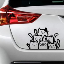 Mcem Store Sevimli Kediler Oto Stickerı Siyah 21*32 cm