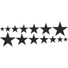 Mcem Store Sıralı Yıldız Oto Sticker 14'lü Siyah 40*15 cm