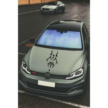 Mcem Store Oto Kaput Şerit Sticker Dövme Tasarımlı Siyah 25*60 cm
