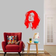 Mcem Store Sanatçı Lana Del Rey Silüetli Dekoratif Duvar Sticker, Çıkartma, Etiket Kırmızı