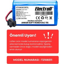 Electroll Anker Eufy Robovac 11s Batarya (ORJİNAL KAPASİTE) Naccon 14.4v 2600mah Akıllı Robot Süpürge Pili