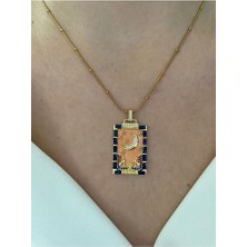 Pinery Jewels Vıp Seri - Ay Yıldız Kararmaz Çelik Kadın Gold Kolye