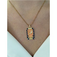 Pinery Jewels Vıp Seri - Ay Yıldız Kararmaz Çelik Kadın Gold Kolye