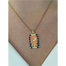 Pinery Jewels Vıp Seri - Ay Yıldız Kararmaz Çelik Kadın Gold Kolye