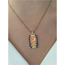 Pinery Jewels Vıp Seri - Ay Yıldız Kararmaz Çelik Kadın Gold Kolye