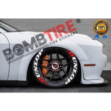 Bombtire Dunlop Motosiklet & Araç Oto Lastik Yazısı Sticker Arma 4 Adet 2.5 cm