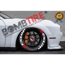 Bombtire Tüm Markalar Motosiklet & Araç Oto Lastik Yazısı Sticker Arma 4 Adet 2.5 cm Kabartma Yazı