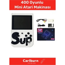 Carlburn 400 Oyunlu Game Box Video Mario Spıder Man Robocop Mini Atari Makinası Gameboy Oyun Konsolu Beyaz