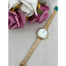 Hediyeci Market 316 L Club Polo Altın Rengi Taşlı Yuvarlak Çelik Kadın Kol Saati - HMKS-0012
