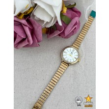 Hediyeci Market 316 L Club Polo Altın Rengi Taşlı Yuvarlak Çelik Kadın Kol Saati - HMKS-0012