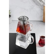 Berdina Home Borasilikat Cam Çaydanlık Takımı Isıya Dayanıklı Demlik 1450 ml