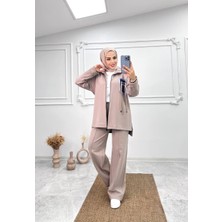 Cardella Camelya Oversize  Kumaş Ceket Pantolon Ikili Takım