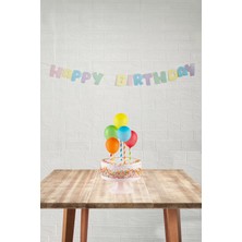 Pekshop Makaron Renkler Happy Birthday Banner Büyük Harfler Doğum Günü Duvar Süsü
