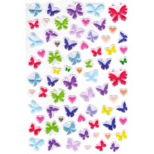 Limmy Sticker Kabartmalı A4 Boyutunda Stiker Defter, Planlayıcı ETIKET-(LIM535) - Pastel Kelebekler