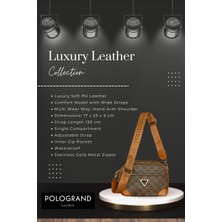 POLOGRAND London Orijinal Kadın Yeni Trend Desenli Lüks Yumuşak Deri Konforlu Kalın Çapraz Askılı Polo Omuz Çantası