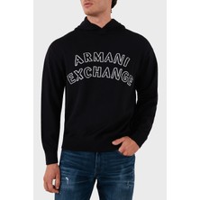 Armani Exchange Pamuk ve Yün Karışımlı Regular Fit Logolu Kapüşonlu Kazak Erkek Kazak 6DZM2Y ZM4NZ 1510