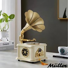 Müller Md-88 Dekoratif Bluetooth Gramofon Beyaz/Ivory White 220*200*400mm