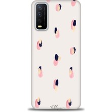 Vivo Y11S Kılıf Hd Baskılı - Pembe Lacivert + 9h Nano Ekran Koruyucu