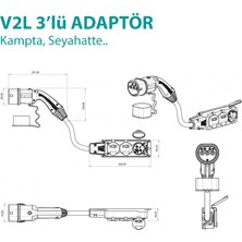 Hgsşarj Hyundai, Kia, Ssangyong, V2L  Adaptör 3'lü Priz, Elektrikli Aracınıza 220V Ev Tipi Priz Imkanı, Kampta-Seyahatte