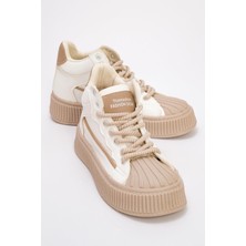 Ccway Kadın Bağcıklı Spor Ayakkabı Beyaz Vizon