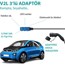 Hgsşarj Skywell V2L Adaptör 3'lü, Elektrikli Aracınıza 220V Ev Tipi Priz,Kampta-Seyahatte