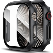 Gpack Apple Watch 10 42MM Uyumlu Kasa ve Ekran Koruyucu Önü Kapalı Renkli Silikon Siyah