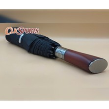 Sports Parachase Premium Ahşap Kavrama Büyük Boy Otomatik 3 Kademeli Şemsiye - Özel Kılıflı