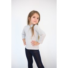Pour La Riviere Kız Çocuk Açık Gri 2-6 Yaş  Fitilli  Pamuklu Likralı Basic Yarım Balıkçı Body Bluz