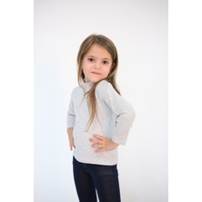 Pour La Riviere Kız Çocuk Açık Gri 2-6 Yaş  Fitilli  Pamuklu Likralı Basic Yarım Balıkçı Body Bluz