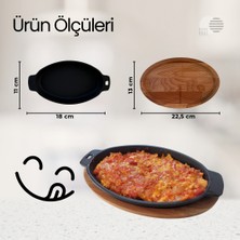 EN Home Döküm Demir Oval Fajita, Pişirme ve Servis Tabağı, 11*18 Cm, Emaye Kaplı