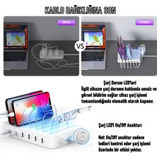 CS60 Power Delivery (PD) 3.0  60W/12A 6 Port Masaüstü USB Çoklu Şarj İstasyonu Şarj Stantı