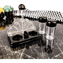 Esa Store Peçetelik ve Kürdanlıklı 2li Baharatlık Seti Piano Black Renkli