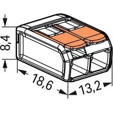 Wago 221-412 2 Li Konnektör; Şeffaf Gövde; Turuncu KOLLU16 Lı Paket