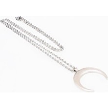 BijuStore Gümüş Kaplama Kadın - Erkek Hilal Kolye