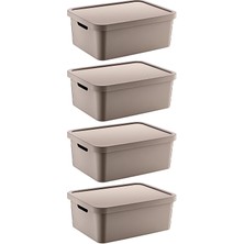 Smartware 4'lü Set Stafi Çok Amaçlı Kapaklı Kutu Terra 12 Lt